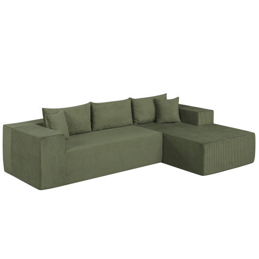 Modular Sectional Sofa Corduroy Upholstered L-shaped Sofa Couch with Deep Seats-Gray