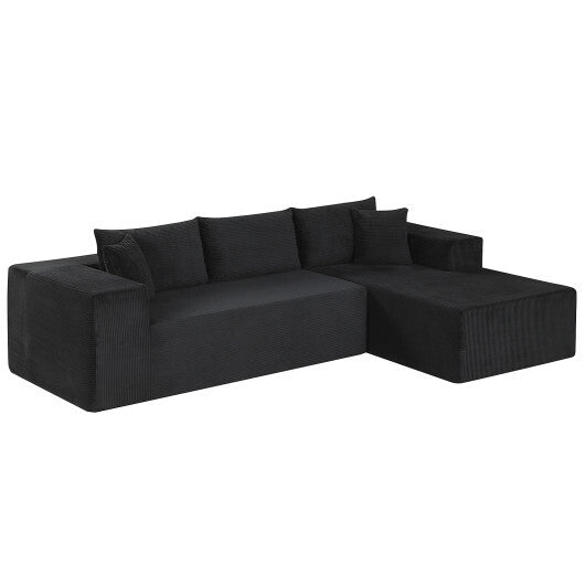 Modular Sectional Sofa Corduroy Upholstered L-shaped Sofa Couch with Deep Seats-Gray