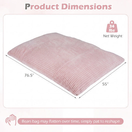 Convertible Bean Bag Floor Sofa with Machine-washable Corduroy Cover-Beige