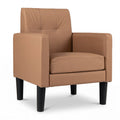 PU Leather Modern Accent Chair with Removable Seat Cushion-Brown