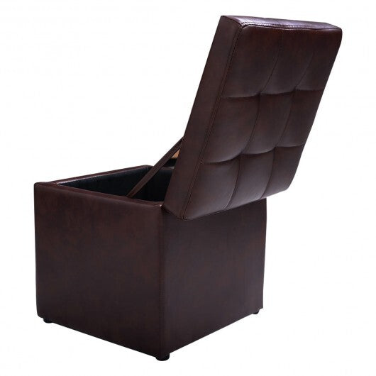 Foldable Cube Ottoman Pouffe Storage Seat-Black