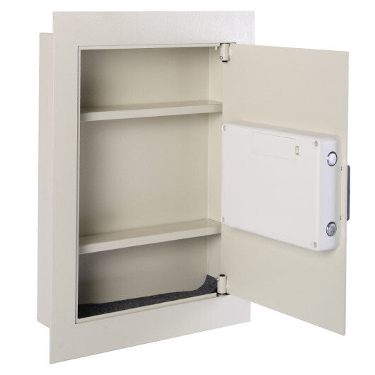 Digital Flat Recessed Wall Safe Security Lock Gun Cash Box-White