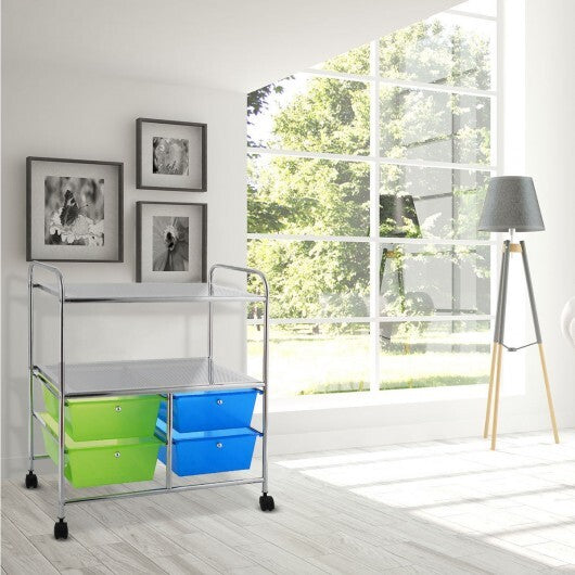 4 Drawers Shelves Rolling Storage Cart Rack-Clear