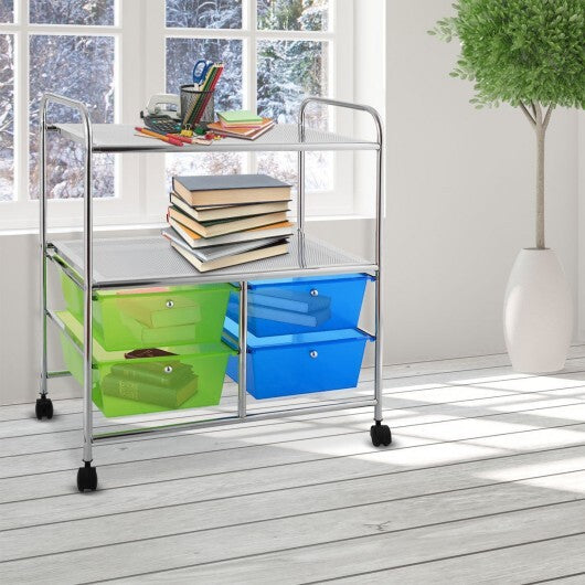 4 Drawers Shelves Rolling Storage Cart Rack-Clear