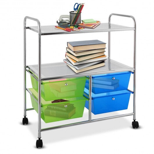 4 Drawers Shelves Rolling Storage Cart Rack-Clear