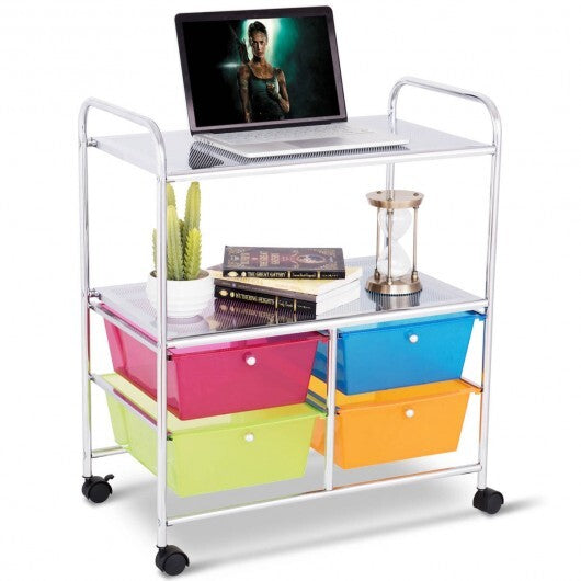 4 Drawers Shelves Rolling Storage Cart Rack-Clear