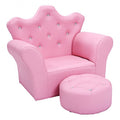 Pink Kids Sofa Armrest Couch with Ottoman-Pink