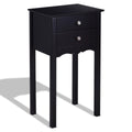 Side Table End Accent Table with 2 Drawers-Black - Color: Black