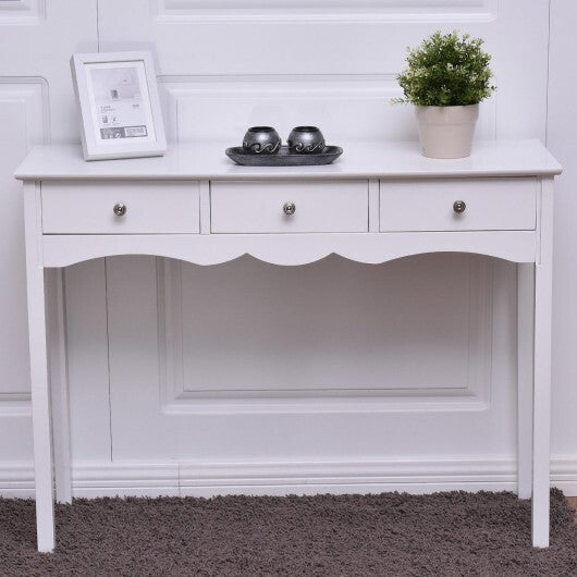 Side Sofa Table with Storage 3-Drawers-white