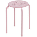 Set of 6 Stackable Multifunctional Daisy Design Backless Round Metal Stool Set-Black