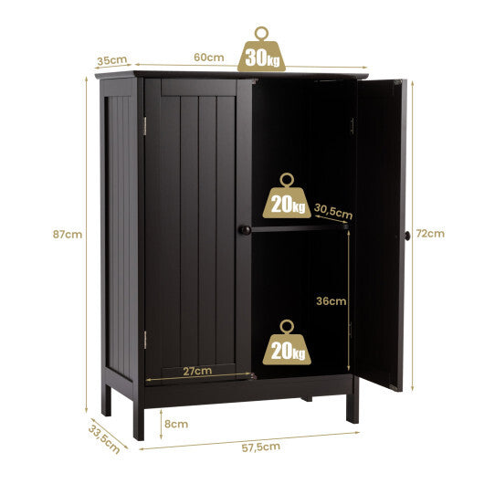 Bathroom Floor Storage Double Door Cupboard Cabinet-White