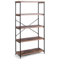 Multipurpose Open Bookcase Industrial Rack Wide Standing Storage Shelf-Brown - Color: Brown