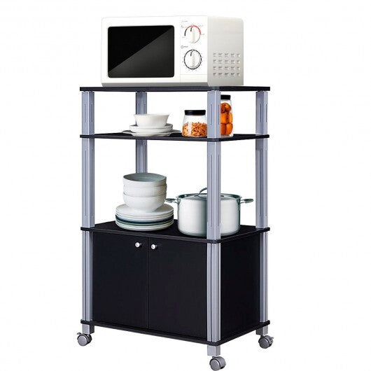 Microwave Rack Stand Rolling Storage Cart-Walnut