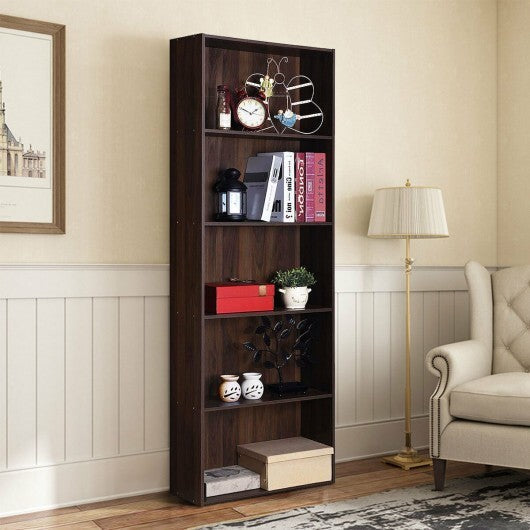 5-Shelf Storage Bookcase Modern Multi-Functional Display Cabinet-White