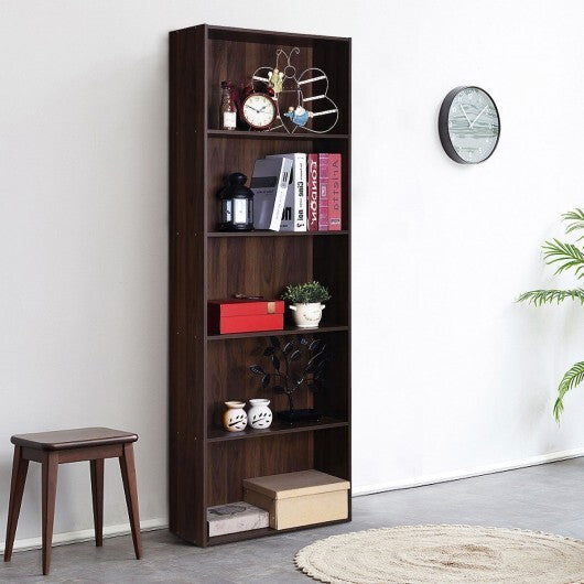 5-Shelf Storage Bookcase Modern Multi-Functional Display Cabinet-White