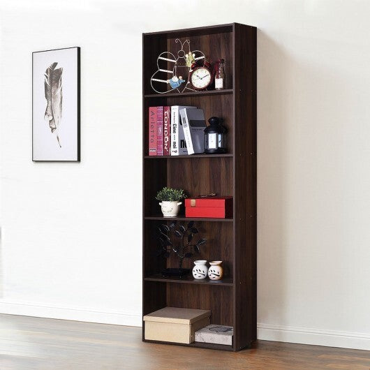5-Shelf Storage Bookcase Modern Multi-Functional Display Cabinet-White