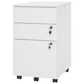 3 Drawer Filing Cabinet Locking Pedestal Desk -White - Color: White