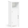 1-Door Freestanding Bathroom Cabinet with Open Shelf - Color: White