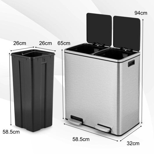 16 Gallon Dual Step Trash Can-Black