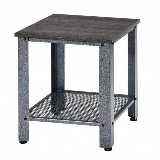 Industrial End Table 2-Tier Side Table-Black