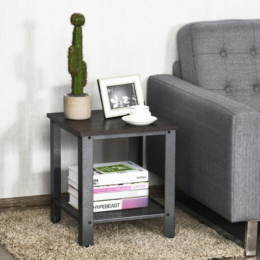 Industrial End Table 2-Tier Side Table-Black