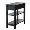 3-Tier Nightstand Bedside Table Sofa Side with Double Shelves Drawer-White