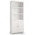 Bookcase Shelving Storage Wooden Cabinet Unit Standing Display Bookcase with Doors-Gray