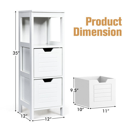 Bathroom Wooden Floor Cabinet Multifunction Storage Rack Stand Organizer-Black