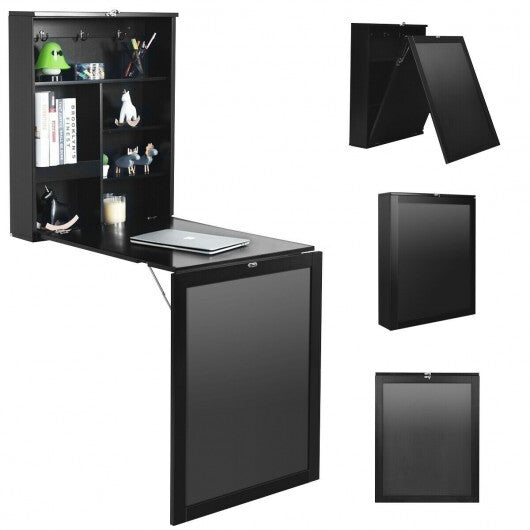 Convertible Wall Mounted Table with A Chalkboard-White