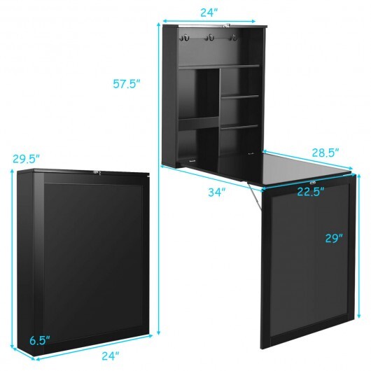Convertible Wall Mounted Table with A Chalkboard-White