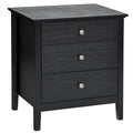 3-Drawer Wooden Nightstand Modern Bedside Table-Black
