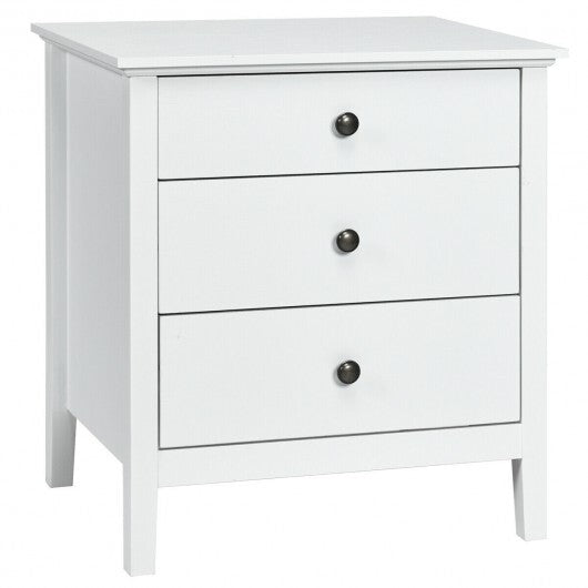 3-Drawer Wooden Nightstand Modern Bedside Table-Black