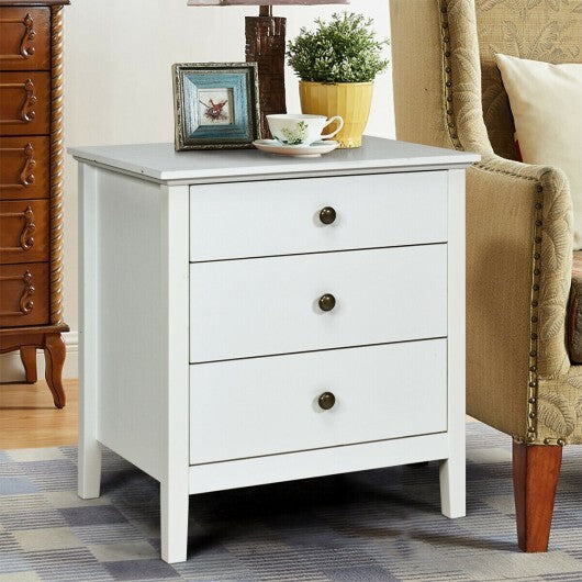 3-Drawer Wooden Nightstand Modern Bedside Table-Black