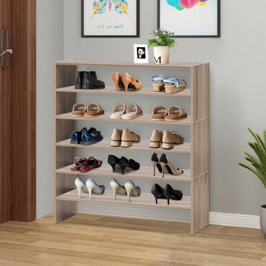 3 Pieces 31-Inch Stackable Multi-Shape Shoe Rack-Brown