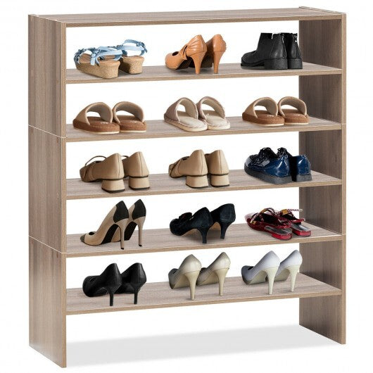 3 Pieces 31-Inch Stackable Multi-Shape Shoe Rack-Brown