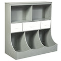 Freestanding Combo Cubby Bin Storage Organizer Unit W/3 Baskets-Gray - Color: Gray