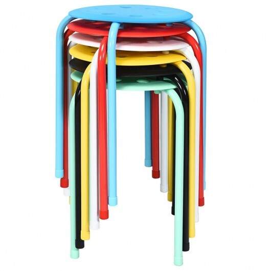 Set of 6 Portable Plastic Stack Stools-Black
