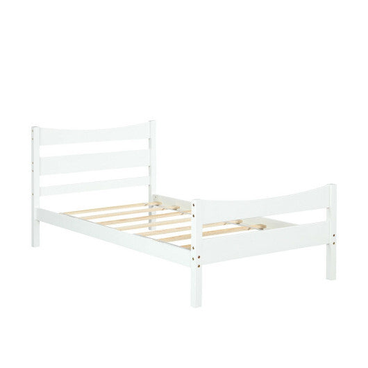 Twin Size Rustic Style Platform Bed Frame with Headboard and Footboard-Dark Brown