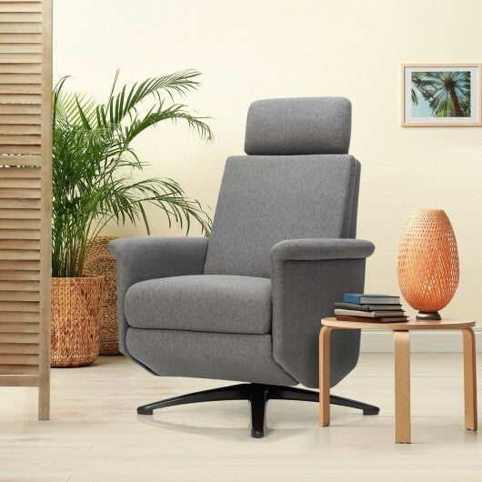 Swivel Massage Recliner Single Sofa with Adjustable Headrest-Gray