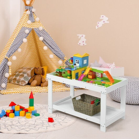 Solid Multifunctional Wood Kids Activity Play Table-White - Color: White