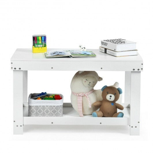 Solid Multifunctional Wood Kids Activity Play Table-White - Color: White