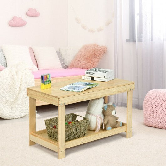 Solid Multifunctional Wood Kids Activity Play Table-Dark Brown