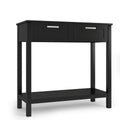 Narrow Console Table with Drawers and Open Storage Shelf-Black - Color: Black