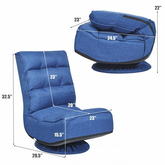 5-Position Folding Floor Gaming Chair-Navy