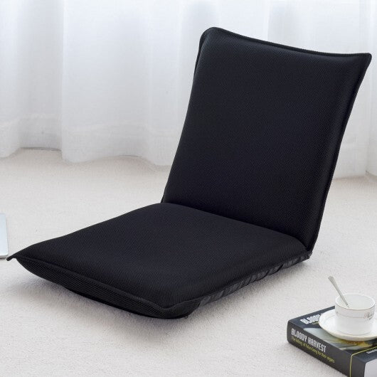 Adjustable 6 Positions Folding Lazy Man Sofa Chair Floor Chair-Black - Color: Black