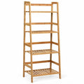 4-Tier Bamboo Plant Rack with Guardrails Stable and Space-Saving-Natural - Color: Natural