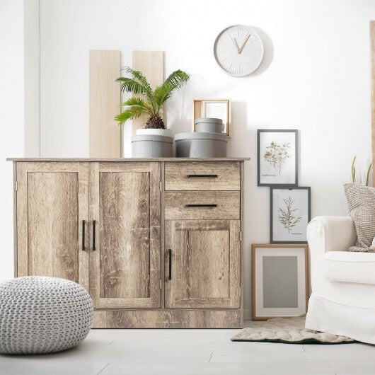 Buffet Storage Cabinet Kitchen Sideboard with 2 Drawers-Gray