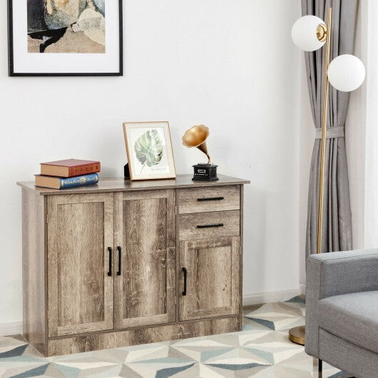 Buffet Storage Cabinet Kitchen Sideboard with 2 Drawers-Gray