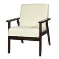 Solid Rubber Wood Fabric Accent Armchair-Gray