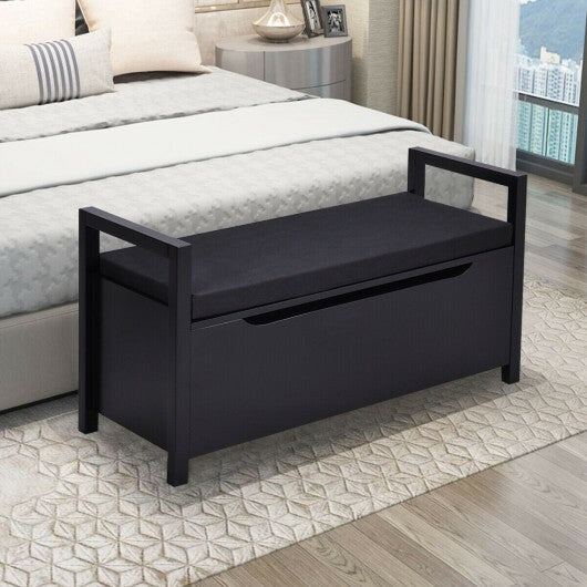 34.5 15.5 19.5 Inch Shoe Storage Bench with Cushion Seat for Entryway-White